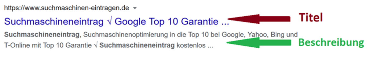 Suchmaschineneintrag - Suchmaschinenoptimierung